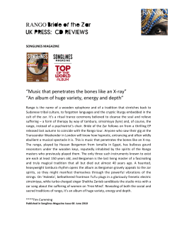 RANGO Bride of the Zar UK PRESS: CD REVIEWS