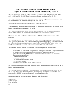 Joint Occupation Health and Safety Committee (JOHSC) Report to