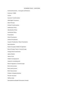ECONOMIC POLICY &ndash; QUESTIONS Command Economy &ndash; main