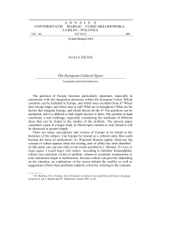 The European Cultural Space - Annales UMCS