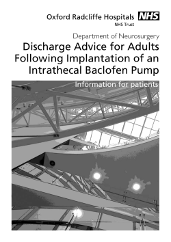 Discharge Advice for Adults Following Implantation of an Intrathecal