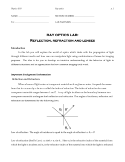 RAY OPTICS LAB: Reflection, refraction and lenses