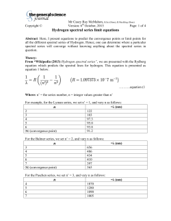 Hydrogen spectral series limit equations n n n