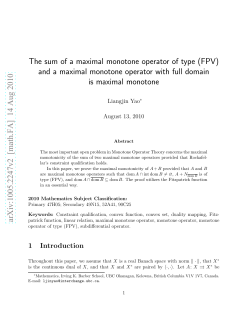 The sum of a maximal monotone operator of type (FPV) and a