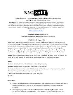 NYC SALT is running a one-‐week SUMMER PHOTO CAMP for