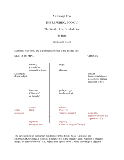 An Excerpt from THE REPUBLIC, BOOK VI The Simile of the Divided