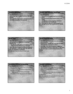 Chemical Bonding Factors that influence bond type