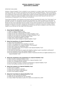 SPECIAL DISABILITY TRUSTS
