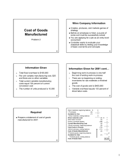 Cost of Goods Manufactured