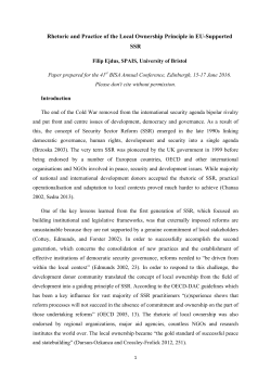 Rhetoric and Practice of the Local Ownership Principle in EU