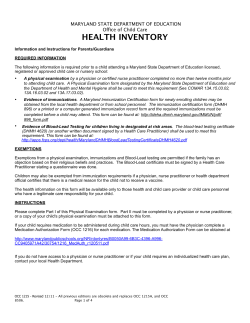Health Inventory Form