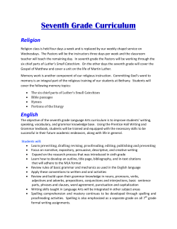 Seventh Grade Curriculum - Bethany Lutheran School