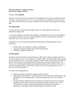 Clemson University: College of Science Dean of the