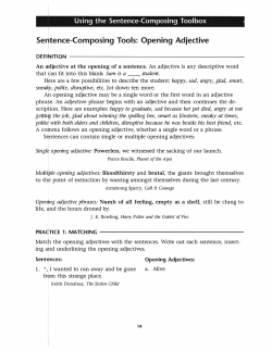 Sentence-Composing Tools: Opening Adjective