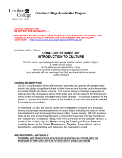 ursuline studies 351 introduction to culture