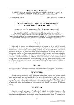 Cultivation Of Microalgae (Chlorella vulgaris) For Biodiesel Production