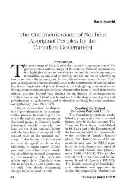 The Commemoration of Northern Aboriginal Peoples by the