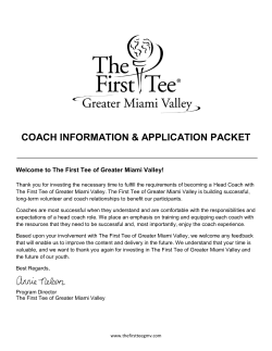 Head Coach - The First Tee of Greater Miami Valley