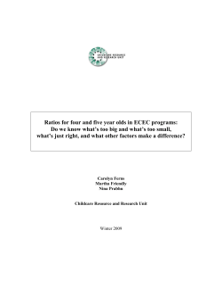 Ratios for four and five year olds in ECEC programs: Do we know