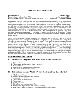 Intro to International Politics, GOVT 204