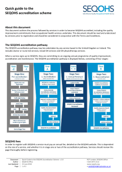 Quick guide to the SEQOHS accreditation scheme