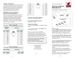 QUICK STARTUP REFERENCE