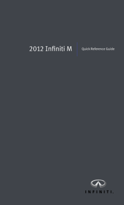 2012 Infiniti M37/M56 | Quick Reference Guide | Infiniti USA