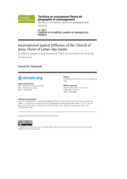 International Spatial Diffusion of the Church of Jesus Christ of Latter