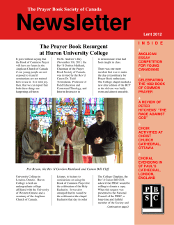 Lent 2012 - The Prayer Book Society of Canada