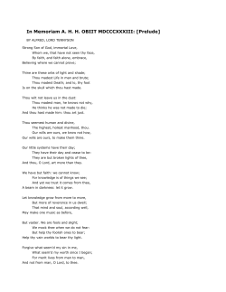 In Memoriam A. H. H. OBIIT MDCCCXXXIII: [Prelude]