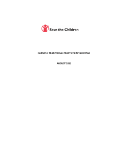 HARMFUL TRADITIONAL PRACTICES IN TAJIKISTAN AUGUST 2011