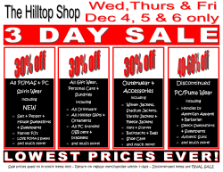 3 DAY SALE Dec 4,5,6 - pickeringcollege.on.ca