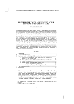 disinterested truth: legitimation of the doctrine of tenure post-mabo