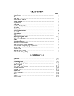 1 TABLE OF CONTENTS Page: COURSE DESCRIPTIONS