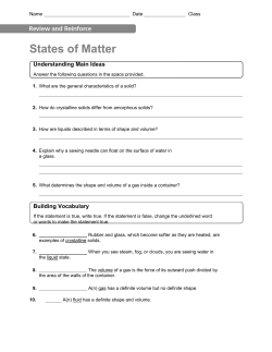 States of Matter - Fredericksburg City Schools