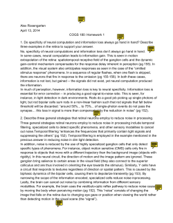 Alex Rosengarten April 13, 2014 COGS 180: Homework 1 1. Do