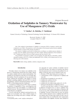 Oxidation of Sulphides in Tannery Wastewater by Use of Manganese