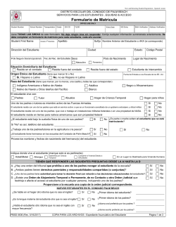 Formulario de Matr&iacute;cula - The School District of Palm Beach County