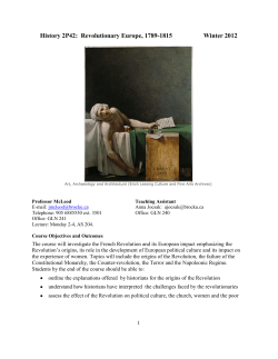 History 2P42: Revolutionary Europe, 1789-1815