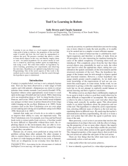 Tool Use Learning in Robots - Association for the Advancement of