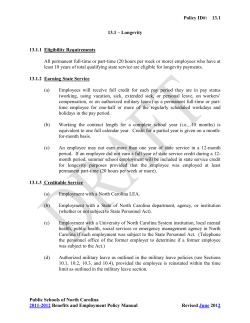 Policy ID#: 13.1 Public Schools of North Carolina 2011
