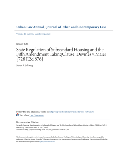 State Regulation of Substandard Housing and the Fifth Amendment