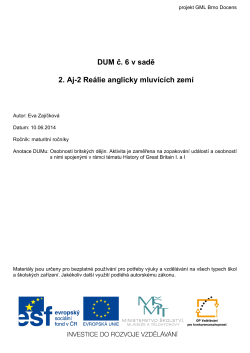 DUM č. 6 v sadě 2. Aj-2 Re&aacute;lie anglicky mluv&iacute;c&iacute;ch zem&iacute;