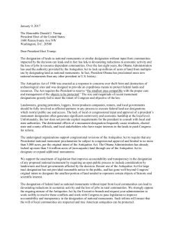 Coalition Letter to President-Elect Trump on National Monuments