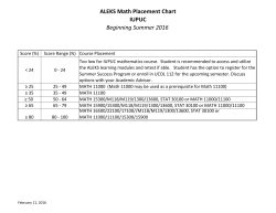 ALEKS Math Placement Chart IUPUC Beginning Summer 2016