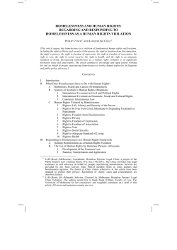Homelessness and Human Rights: Regarding and