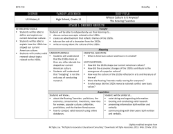 1920s - Backward By Design Unit Plan