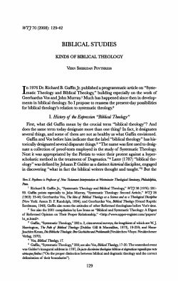 biblical studies - Westminster Theological Seminary