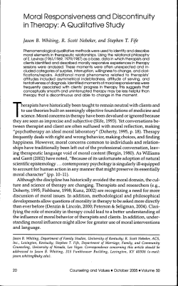 Moral responsiveness and discontinuity in therapy