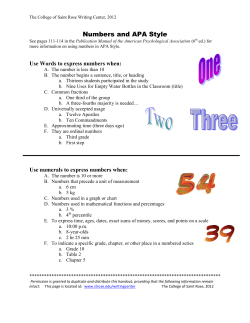 Numbers and APA Style - The College of Saint Rose